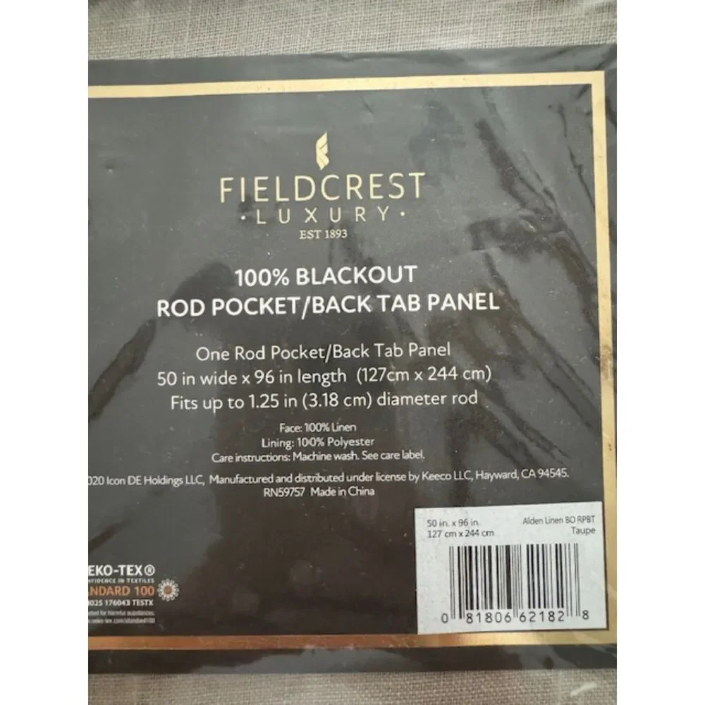 NWT Fieldcrest Luxury Linen Aiden Pocket/Back Tab Panels Taupe Brown
